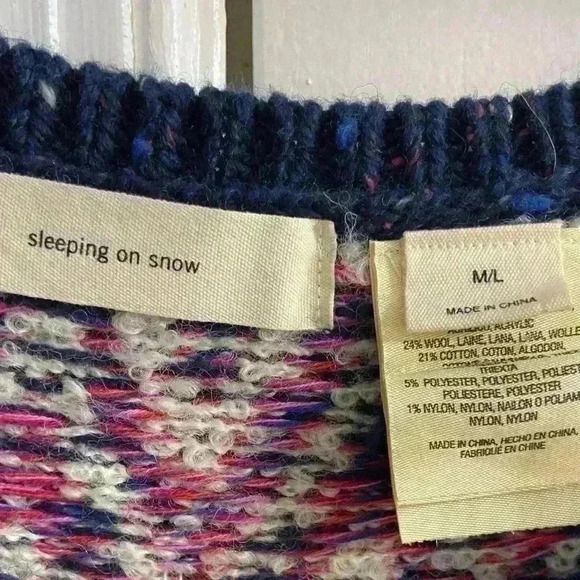 Anthropologie sleeping on snow midland Fair isle poncho sweater wool blend M/L - Picture 7 of 7